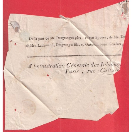 MARQUE REVOLUTIONNAIRE 60 BOURG EGALITE SEINE BOURG LA REINE 1809 ENVELOPPE DE FORTUNE 45X10 INDICE 20