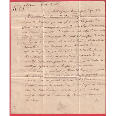 MARQUE P67P STRASBOURG BAS RHIN ACHEMINEUR ESCHENAUER 1826 TEXTE MEMINGUE MEMMINGEN ALLEMAGNE POUR LE HAVRE