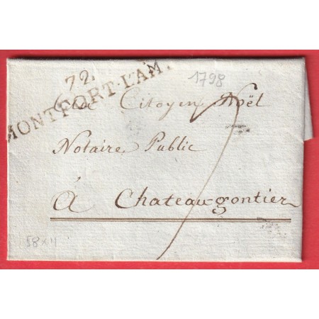 MARQUE 72 MONTFORT L'AM. L'AMAURY SEINE ET OISE 1798 INDICE 16 CHATEAUGONTIER MAYENNE