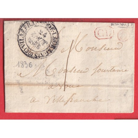 CAD TYPE 13 VILLEFRANCHE DE LAURAGAIS HAUTE GARONNE BOITE RURALE C EN ROUGE MONTESQUIEU CL ROUGE TAXE LOCALE 1