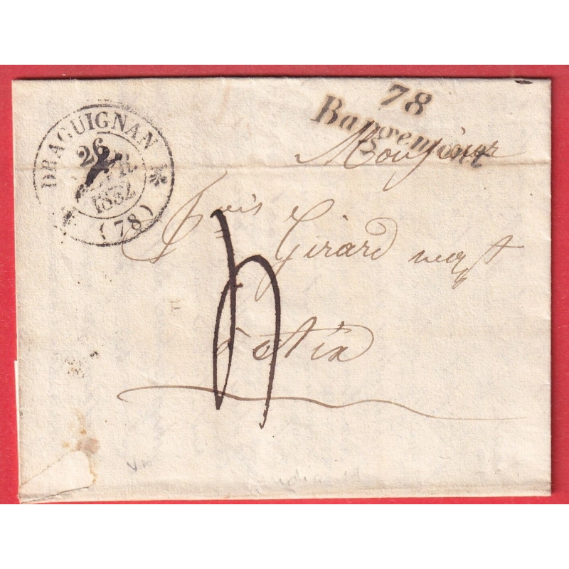 CURSIVE 78 BARGEMONT VAR CAD TYPE 12 DRAGUIGNAN POUR AIX EN PROVENCE 1832 INDICE13