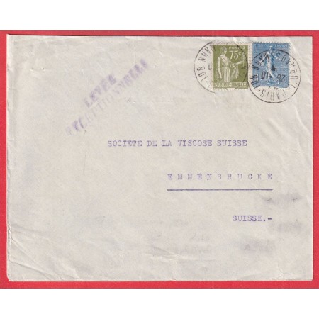 N°284A 205 PAIX SEMEUSE TARIF 1FR75 GRIFFE VIOLETTE LEVEE EXCEPTIONNELLE RARE EMMENBRUCKE SUISSE