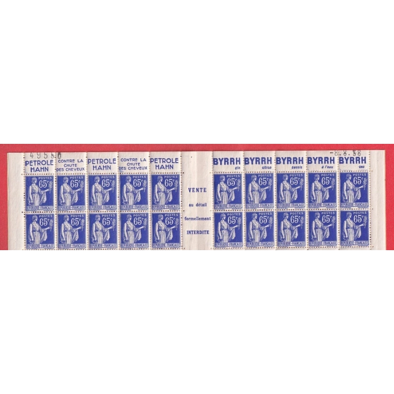 CARNET TYPE PAIX 365 C5 DATE 8.8.38 BYRRH PETROLE HAHN CCP