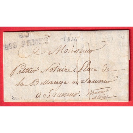 MARQUE 80 LES ORMES VIENNE 36X11 1824 POUR SAUMUR MAINE ET LOIRE INDICE 12
