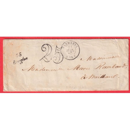 CURSIVE 45 BOUGLON LOT ET GARONNE 1850 TAXE 25 T15 MARMANDE POUR MEILHAN INDICE 13