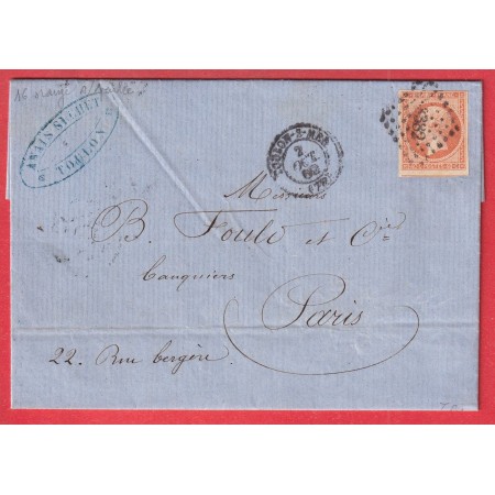 N°16 ORANGE SUR PAILLE PC 3382 TOULON SUR MER VAR POUR PARIS