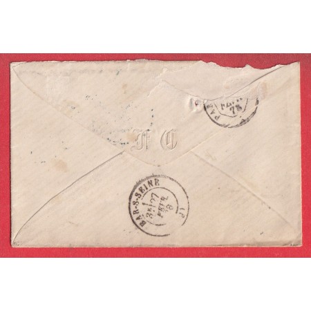 N°79 CAD BLEU PARIS BUREAU CENTRAL SANS LEVEE POUR BAR SUR SEINE AUBE 1878