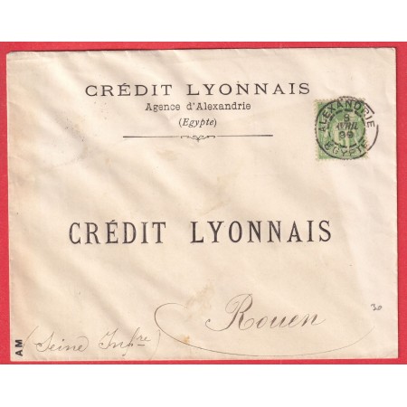 N°106 CAD ALEXANDRIE 1899 EGYPTE TARIF IMPRIME POUR ROUEN SEINE INFERIEURE