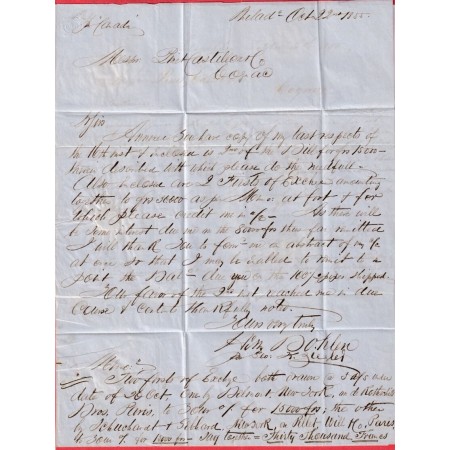 PHILADELPHIA USA 1855 ETAS UNIS TAXE 26 ANNULEE MENTION VIA CANADA FROM BOSTON COGNAC CHARENTE