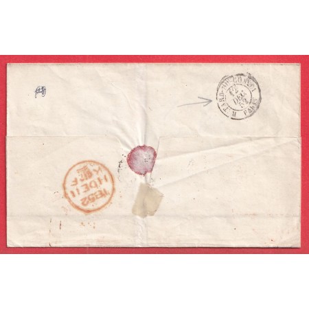 NEW YORK USA ETATS UNIS 1852 POUR PARIS AU DOS CAD RETARD DU CONVOI PARIS