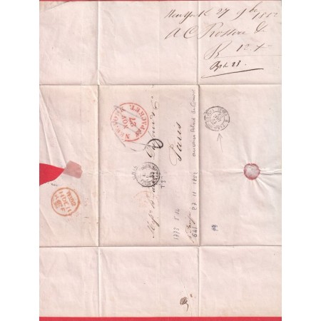 NEW YORK USA ETATS UNIS 1852 POUR PARIS AU DOS CAD RETARD DU CONVOI PARIS