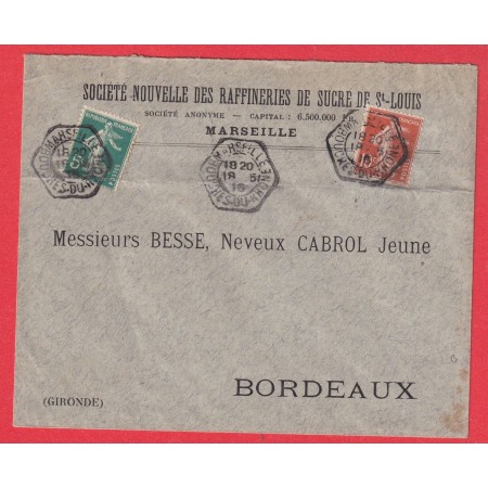 N°137 138 MARSEILLE BOUCHES DU RHONE LEVEE EXCEPTIONNELLE POUR BORDEAUX TYPE SEMEUSE