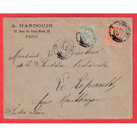 N°111 117 LEVEE EXCEPTIONNELLE PARIS DEPART E1 1901 POUR LE RIPAULT INDRE ET LOIRE