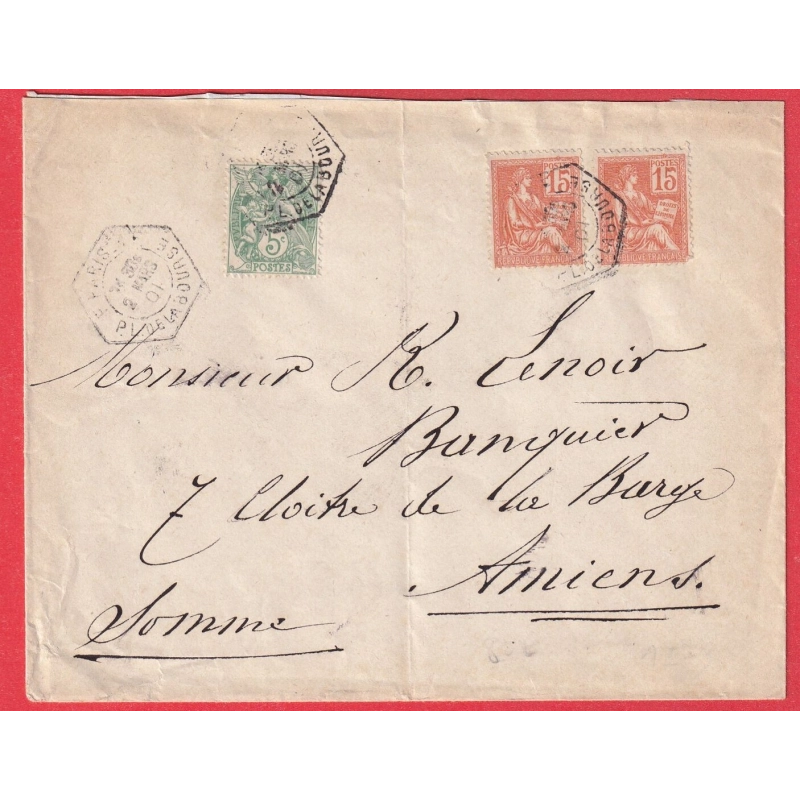 N°111 117 X2 LEVEE EXCEPTIONNELLE DOUBLE PORT PARIS PL DE LA BOURSE AMIENS SOMME 1901