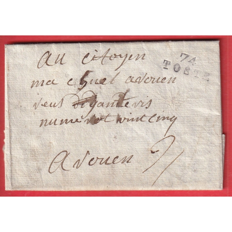 MARQUE 74 TOSTE SEINE INFERIEURE TOTES 1793 INDICE 14 POUR ROUEN