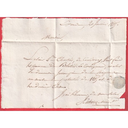 MARQUE 75 LA MOTHE ST HERAY EN ROUGE 1815 DEUX SEVRES INDICE 10 ST MAIXENT