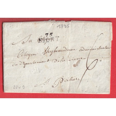 MARQUE 75 NIORT 22X9 1795 DEUX SEVRES INDICE 14 POUR POITIERS VIENNE