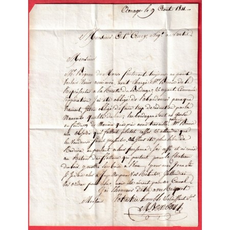 MARQUE 71 FOULLETOURTE SARTHE 1811 POUR NANTES CACHET ARRIVEE SPECIALE 43X8 INDICE 11 FOUILLETOURTE