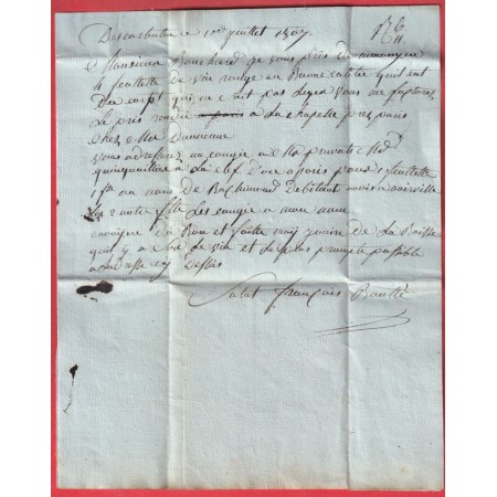 MARQUE 74 EU EN ROUGE 13X12 SEINE INFERIEURE 1807 BEAUNE COTE D'OR