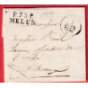 MARQUE P73P MELUN SEINE ET MARNE 1828 POUR MEAUX 30X13 INDICE 11 MARQUE BANLIEUE AU DOS