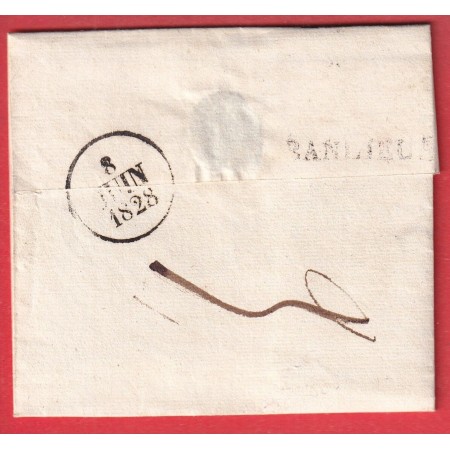 MARQUE P73P MELUN SEINE ET MARNE 1828 POUR MEAUX 30X13 INDICE 11 MARQUE BANLIEUE AU DOS