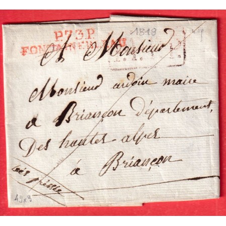 MARQUE P73P FONTAINEBLEAU EN ROUGE SEINE ET MARNE  1818 POUR BRIANCON HAUTES ALPES 49X9 INDICE 10