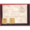 N°92 X2 COSNE NIEVRE 1885 LETTRE CHARGEE POUR HENRICHEMONT CHER