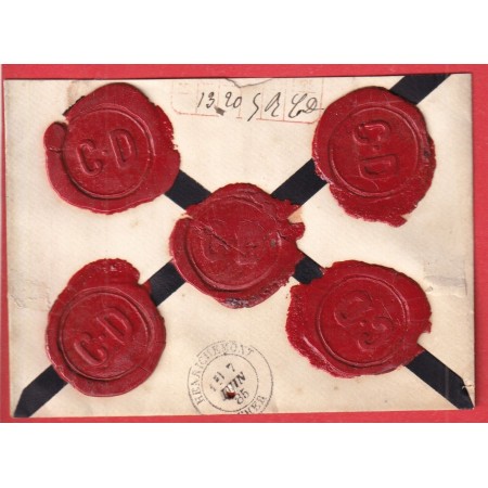 N°92 X2 COSNE NIEVRE 1885 LETTRE CHARGEE POUR HENRICHEMONT CHER