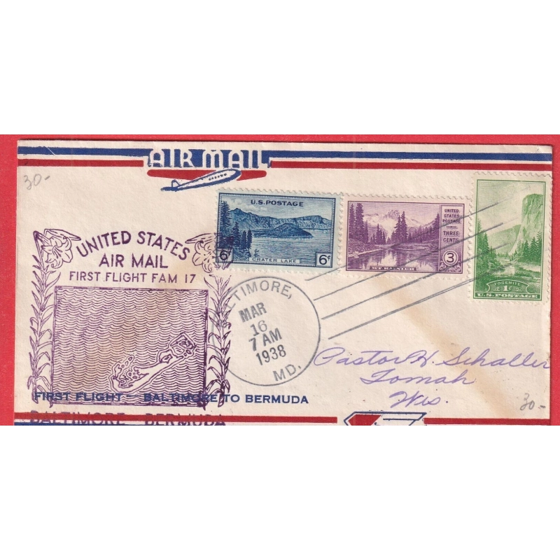1ER VOL FIRST FLIGHT BALTIMORE  TO BERMUDA 1938