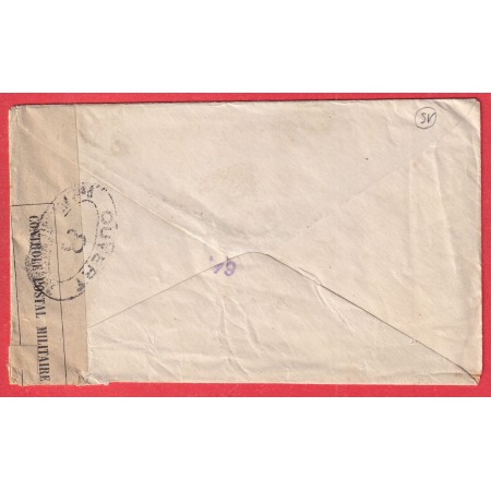 ETATS UNIS WILLIAMSTOWN MASSACHUSSETS 1918 WW2 CENSURE 8 CENSOR TAXE 20 CENTIMES