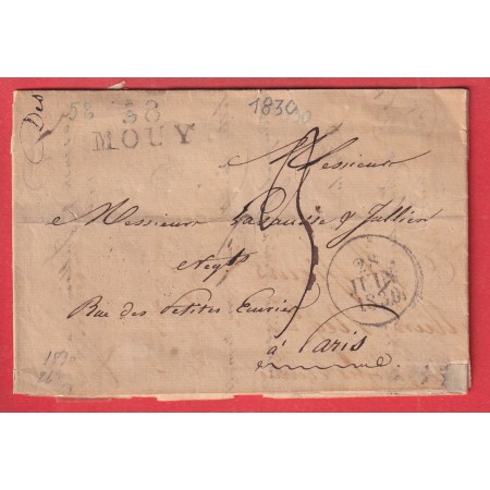 MARQUE 58 MOUY OISE 1830 POUR PARIS INDICE 14