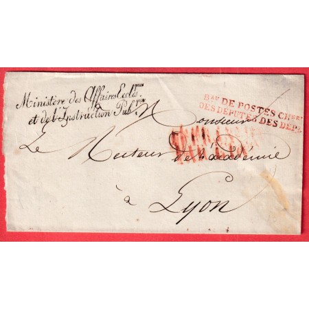 FRANCHISE MINISTERE AFFAIRES ECCLESIASTIQUES INSTRUCTION PUBLIQUE + BUREAU POSTES CHAMBRES DEPUTES DES DEPT 1828/1830