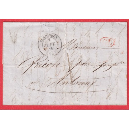 CAD TYPE 14 PERIGUEUX DORDOGNE TAXE LOCALE 1 CL EN ROUGE POUR ANTONNE 1846