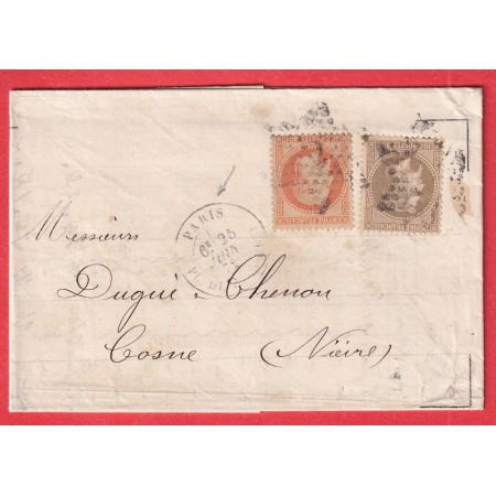 N°30 31 PARIS ETOILE 1 PL DE LA BOURSE POUR COSNE NIEVRE 1872