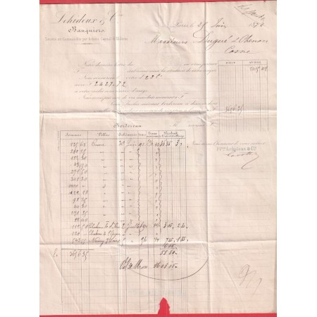 N°30 31 PARIS ETOILE 1 PL DE LA BOURSE POUR COSNE NIEVRE 1872