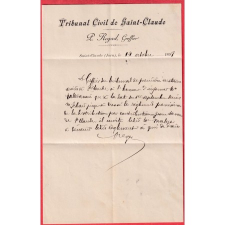 N°94 ST CLAUDE SUR BRIENNE JURA 1898 LETTRE RECOMMANDEE LOCALE POUR ST CLAUDE