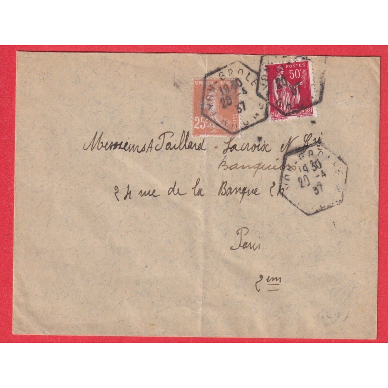 N°235 283 LEVEE EXCEPTIONNELLE LYON GROLEE 1937 PARIS PS50C LE 25C SEULE PIECE CONNUE