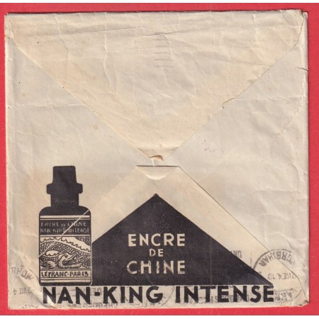 ENVELOPPE ILLUSTREE N°281 PERFORE LF LEFRANC PARIS 1934 VANNES MORBIHAN PUB ENCRE DE CHINE AU DOS