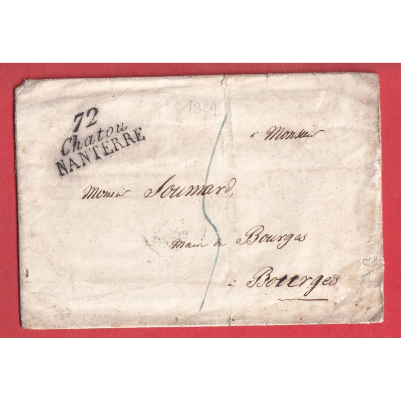 DOUBLE CURSIVE 72 CHATOU NANTERRE 1829 VILLENEUVE BOURGES CHER INDICE 16
