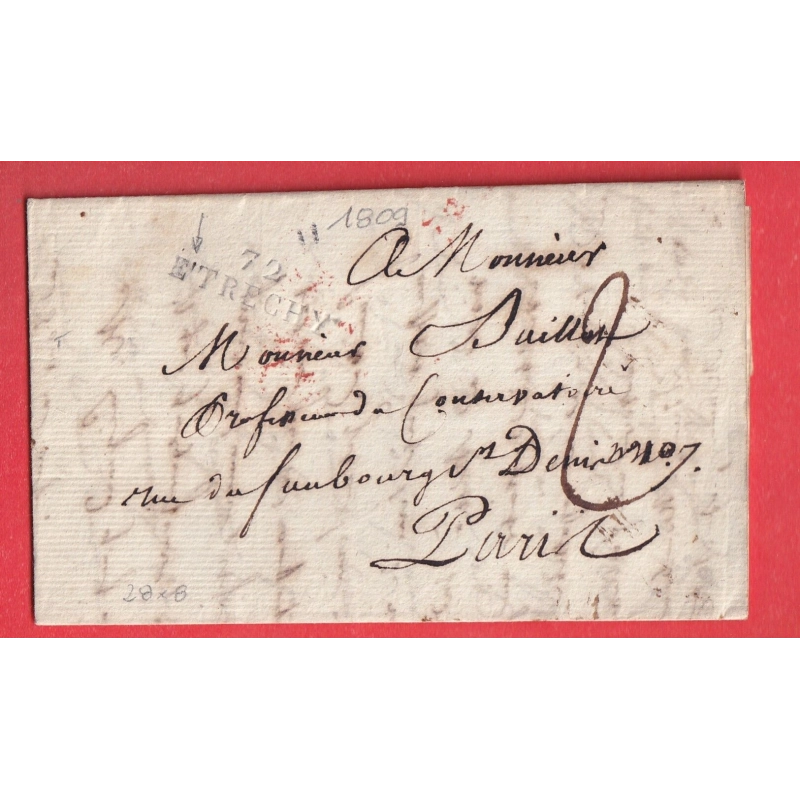 MARQUE 72 ETRECHY SEINE ET OISE 1809 POUR PARIS INDICE 11