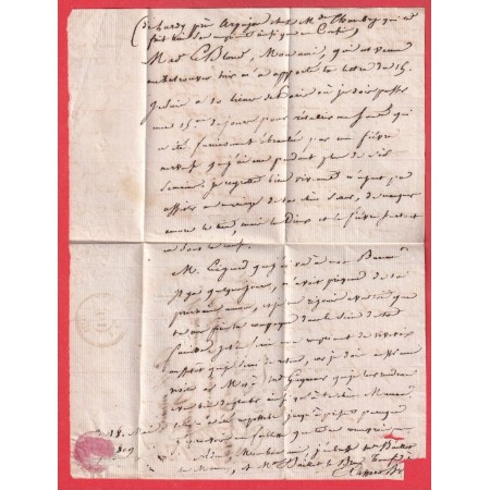 MARQUE 72 ETRECHY SEINE ET OISE 1809 POUR PARIS INDICE 11