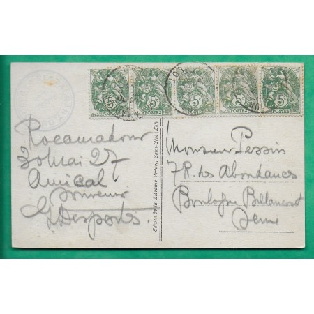 N°111 x5 BLANC TARIF 25C CARTE POSTALE GOUFFRE DE PADIRAC LOT POUR BOULOGNE BILLANCOURT LETTRE COVER FRANCE