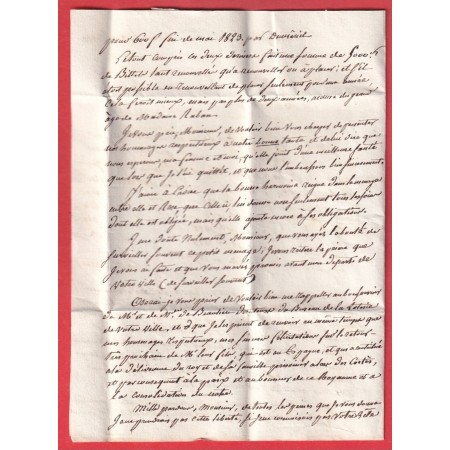 MARQUE 58 CHAUMONT EN VEXIN OISE 1823 POUR AUMALE SEINE INFERIEURE TEXTE DE LIERVILLE 36X12 INDICE 13