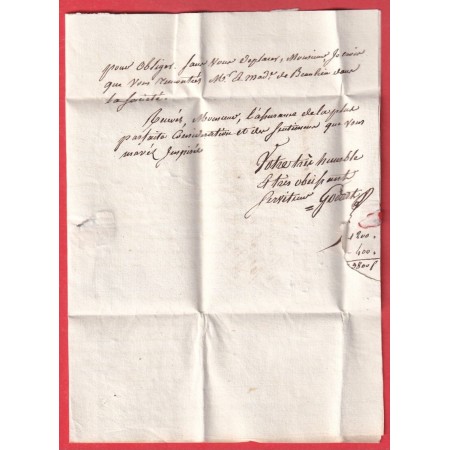 MARQUE 58 CHAUMONT EN VEXIN OISE 1823 POUR AUMALE SEINE INFERIEURE TEXTE DE LIERVILLE 36X12 INDICE 13