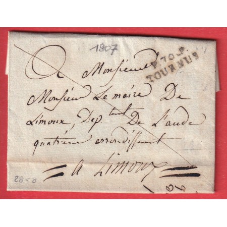 MARQUE P70P TOURNUS SAONE ET LOIRE 1807 POUR LIMOUX AUDE 28X8 INDICE 13