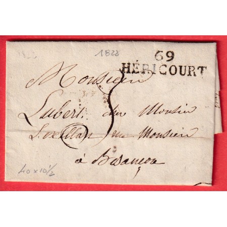 MARQUE 69 HERICOURT HAUTE SAONE 1822 40X101/2 BESANCON DOUBS INDICE 12
