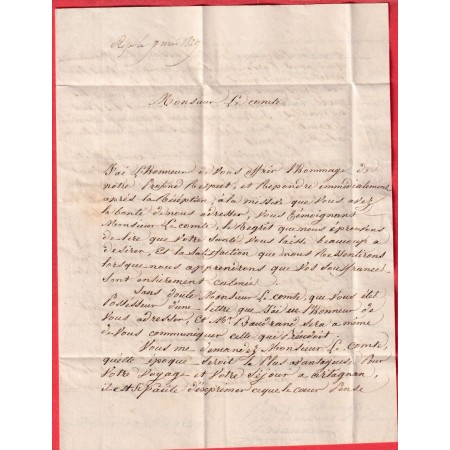 MARQUE 63 VIC EN BIGORRE 1829 44X11 INDICE 9 POUR PARIS