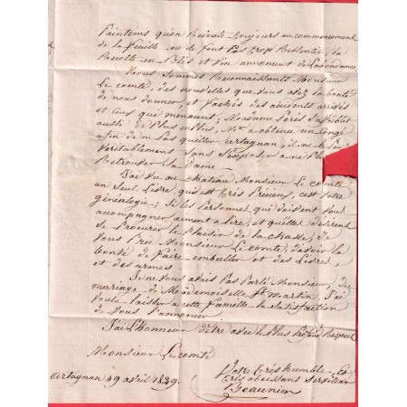 MARQUE 63 VIC EN BIGORRE 1829 44X11 INDICE 9 POUR PARIS