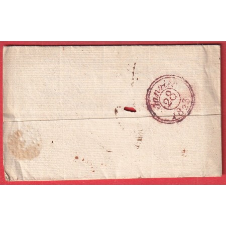 MARQUE 72 LIMOURS EN ROUGE SEINE ET OISE 1823 POUR PARIS INDICE 15