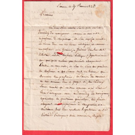 MARQUE 72 LIMOURS EN ROUGE SEINE ET OISE 1823 POUR PARIS INDICE 15